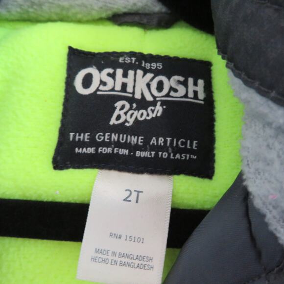 Oshkosh B'gosh Kids Sz 2T Black Gray Camo Puffer Jacket Outerwear Coat - Picture 6 of 8